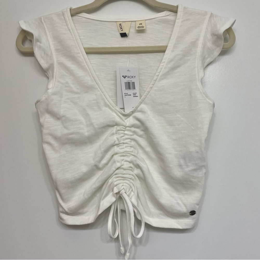 Roxy Flirty Vibe White V-neck, size S